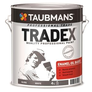 Taubmans 4L Gloss Oil Based White Tradex Enamel Paint