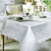 Swirl Leaf White Jacquard Table Cloth With Scalloped Edging 140 X 180 Cm / 4 Seater