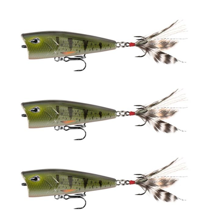 3x 13 Fishing 75mm Poppy Mc Pop Face Topwater Popper Lures - Dark Gill