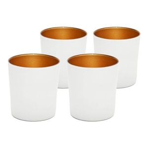 4pc Art Craft Luna Metal Tumbler Glass Set Contemporary Design 380ml White/Gold