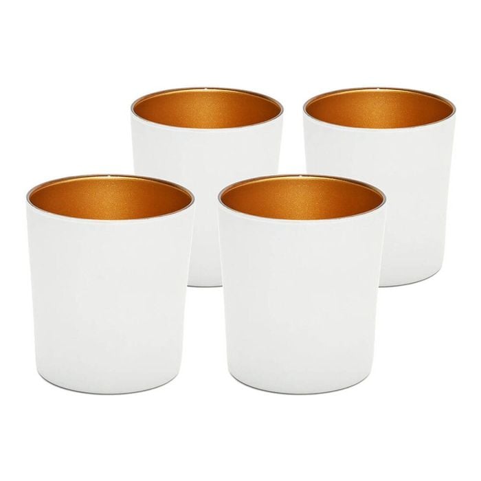 4pc Art Craft Luna Metal Tumbler Glass Set Contemporary Design 380ml White/Gold