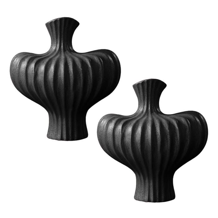 SOGA 2X 28x30cm Large Black Vase