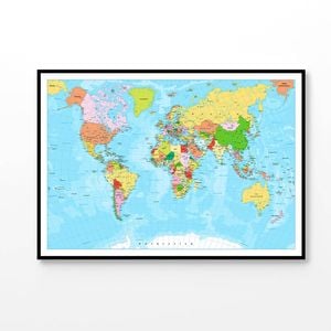 Colorful World Map Vector Design   Print 100% Australian Made 90 x 60cm   (Poster)