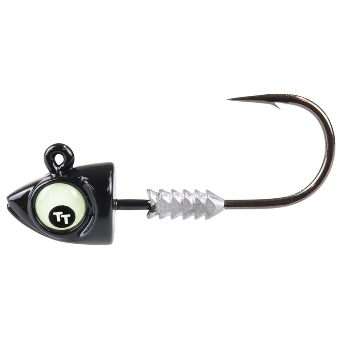 TT Lures Big EyeZ Fishing Jighead 1/2oz 5/0 Black Glow EyeZ
