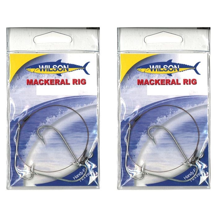 2x Wilson Mackerel Fishing Rig 3x4/0 Hook-Setup - 30lb Multi Strand Wire
