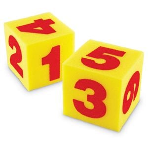 12cm Jumbo Light Foam Numbered Dice - Pack Of 2