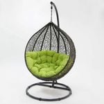 Kakadu Pod Chair - Grey Frame with Green Cushion L103 x W110 x H200