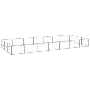 vidaXL Dog Kennel Silver Steel Outdoor Puppy Enclosure Dog Pet Supply Cage