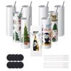 VEVOR 8 Pack Straight Sublimation Tumblers 20 oz Stainless Steel with Straw