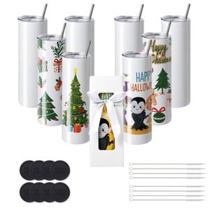 VEVOR 8 Pack Straight Sublimation Tumblers 20 oz Stainless Steel with Straw