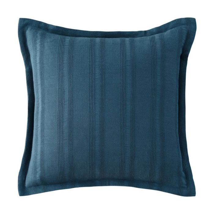 Bianca Ashcombe Square Blue Cotton Waffle Decor Cushion 43x43cm