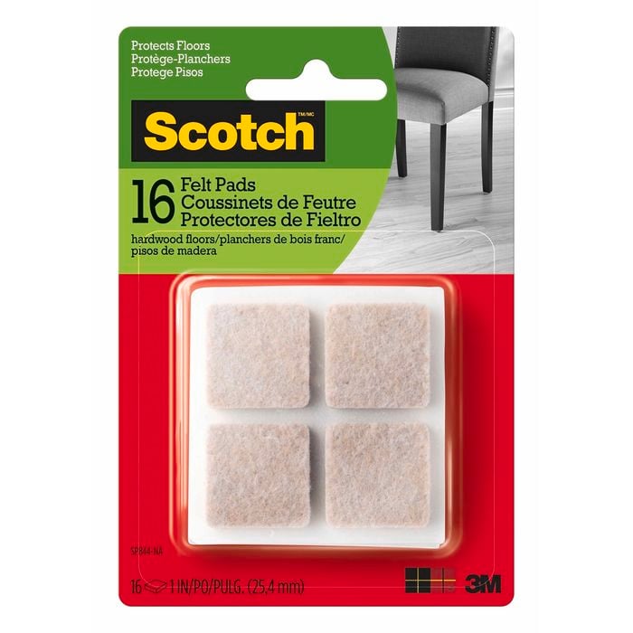 Scotch® 25mm Beige Square Felt Pads - 16 Pack