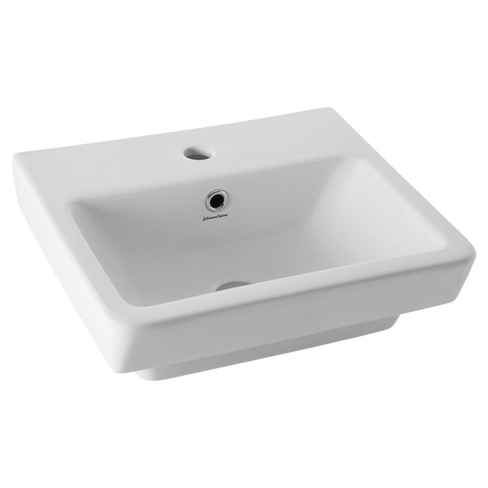 Johnson Suisse White Wall Mounted Basin With No Taphole, Overflow, Bottle Trap and 32mm Plug And Waste