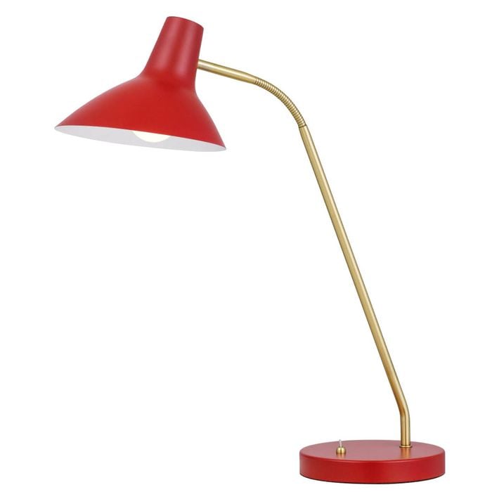 Telbix Farbon Contemporary Table Desk Lamp Light Metal Brass Matt Red