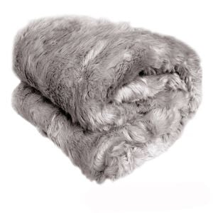 Shaye Luxury Range Faux Fur Throw Rug 127 x 152 cm Taupe Angora Rabbit