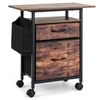 Costway 2Drawer Mobile File Cabinet Extended Printer TableTop Under Desk