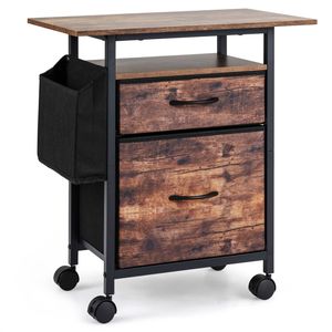 Costway 2Drawer Mobile File Cabinet Extended Printer TableTop Under Desk