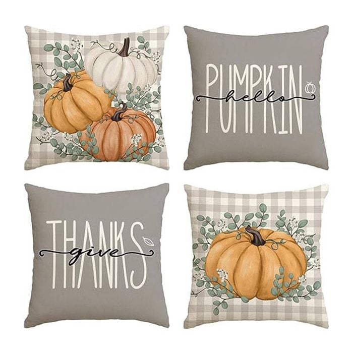 Catzon 4 Pcs Linen Throw Pillow Covers Autumn for Home