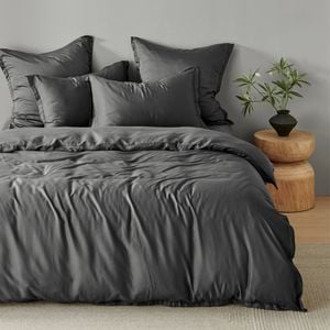Natural Home Bamboo Tailored Quilt Cover Set Charcoal Single Bed