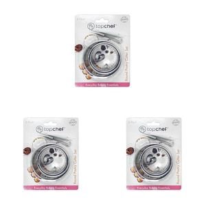3x 3pc Topchef Stainless Steel Round Pastry Cutter Baking Set 6-8cm Silver