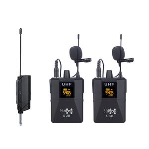 E-Lektron U-2BL UHF 20 Channel Tunable 2x Wireless Bodypack Headset Lavalier Microphone with Mini Plug Receiver