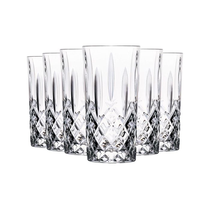 RCR Crystal Orchestra Cut Glass Highball Cocktail Glasses Tumblers Set - 396ml - Pack of 6