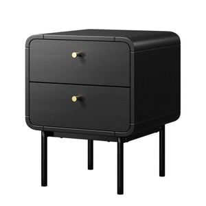 Oikiture Bedside Table 2 Drawers Side Table Bedroom Nightstand Metal Black