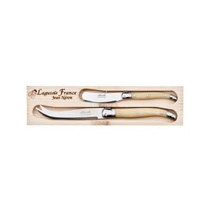Laguiole Jean Neron 2pc Cheese Knife & Spreader Set - Light Horn