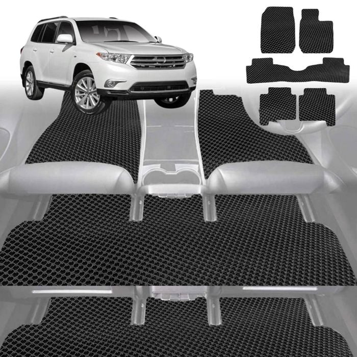 6D Diamond Car Floor Mats for Toyota Kluger 2007-2013-Ultimate Set-Black-Outback GT