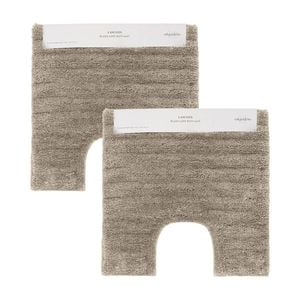 2PK Algodon Polyester Lawson Plush Contoured Bath Mat Taupe 50x50cm