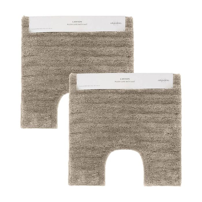 2PK Algodon Polyester Lawson Plush Contoured Bath Mat Taupe 50x50cm