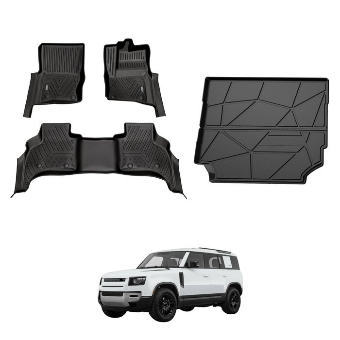 AUSGO Floor Mats & Boot Liner Set for Land Rover Defender L663 Series 110 5-Seat 2020-Onwards Car Floor Liners Cargo Mat