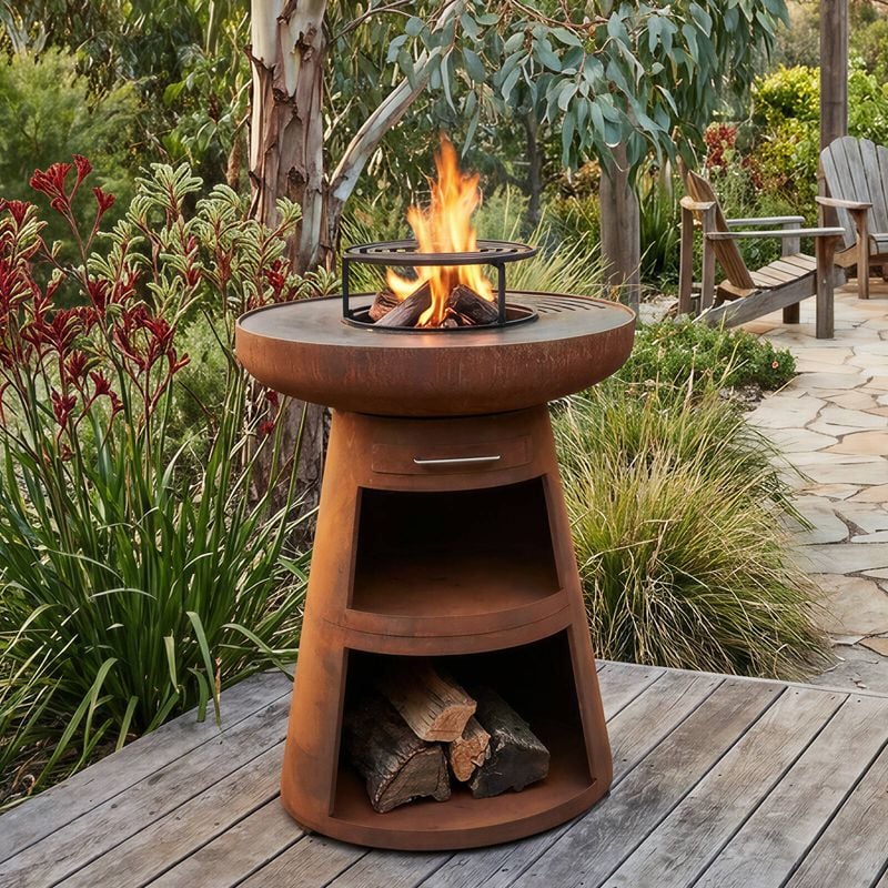 Rustic Plancha Firepit With Grill