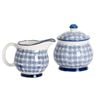 Nicola Spring Hand Printed Milk And Sugar Set - Stoneware Tea Coffee Kitchen Containers - 300ml - Navy