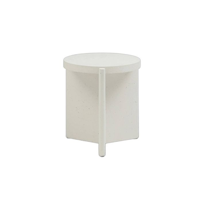 Seek and Ramble Delos Round 50cm Side Table Faux Stone White