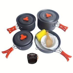 Camping Cookware Set With Kettle And Utensils