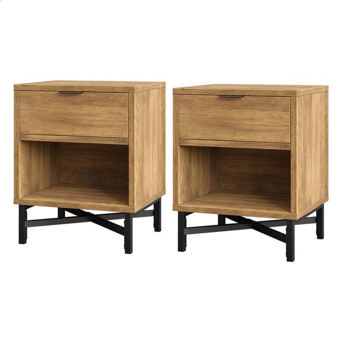 ALFORDSON Bedside Table Retro Brown Set of 2
