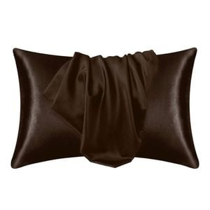 Catzon 2 Pcs Luxury Silky Satin Pillowcases with Zipper for Hair and Skin 50X66cm-Coffee