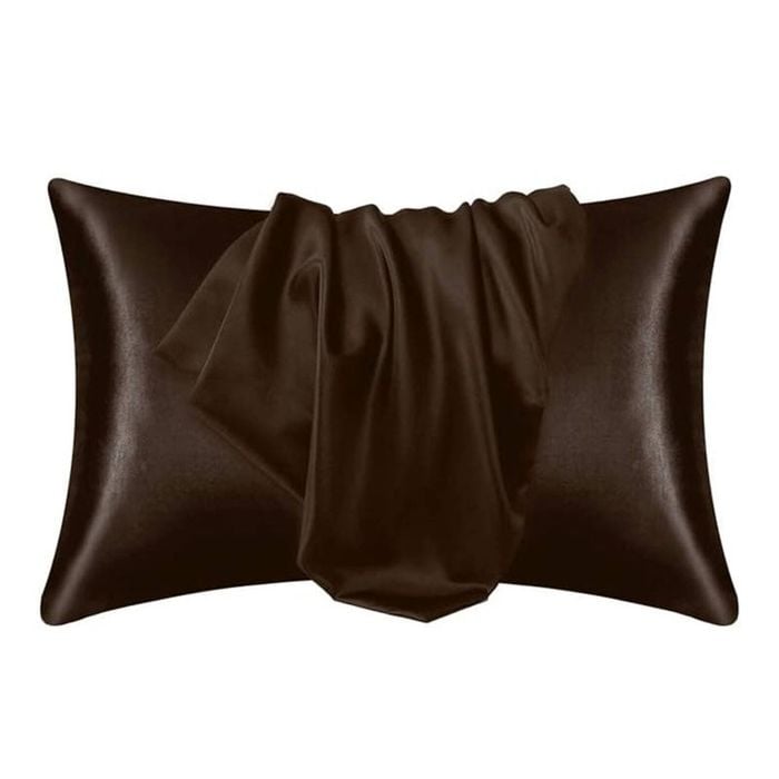 Catzon 2 Pcs Luxury Silky Satin Pillowcases with Zipper for Hair and Skin 50X66cm-Coffee