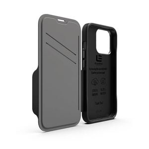 Efm Monaco Leather Wallet Case Armour With D3o 5g Signal Plusfor Iphone 13 Pro (6.1" Pro) - Black/space Grey