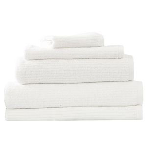 5pc Renee Taylor Bath/Hand Towel Set Cobblestone 650 GSM Cotton Ribbed White