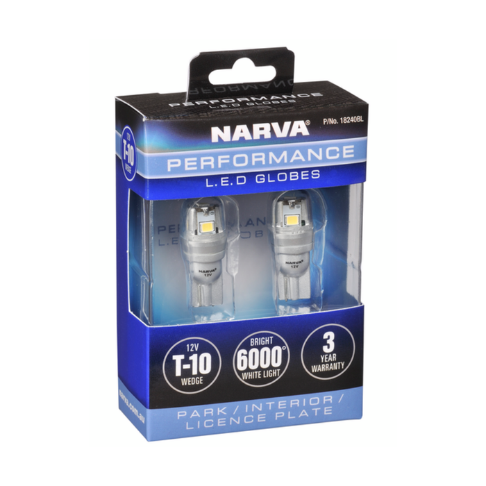 Narva 12V T10 Cool White LED Wedge Globe 2 Pack Bunnings Australia