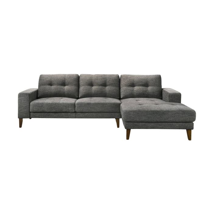 Juliet 2 Seater Sofa Soft Fabric Uplholstered Lounge Couch With Rhf Chaise Licorice Grey