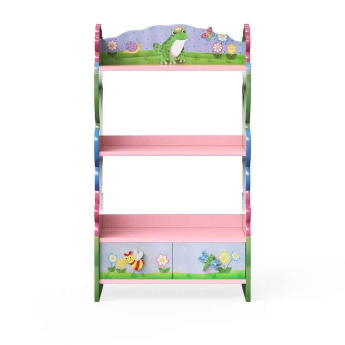Teamson Fantasy Fields Magic Garden Kids 3-Tier Bookshelf & Drawer, Multi