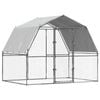 vidaXL Chicken Cage with Roof and Door Hen Coop Playpen Silver Galvanised Steel 285x195x230 cm