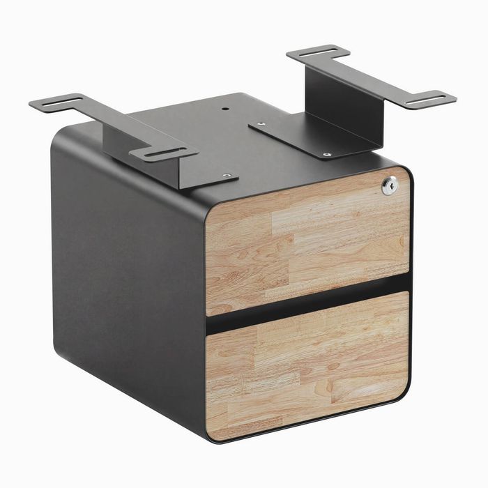 Desky Minimal Under Desk Cabinet Space Grey Frame