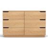 Homfurn 6-drawer Chest Dresser Lowboy 120cm Pine Finish Storage Cabinet