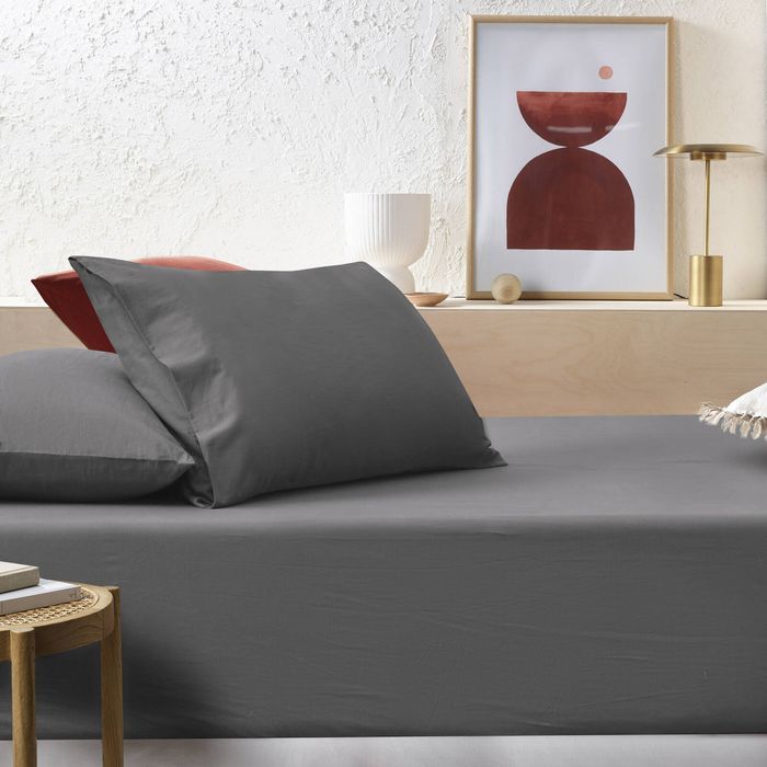 Accessorize Stone Washed Cotton Fitted SheetSet Charcoal - KB