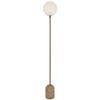 Telbix Gina Modern Standing Floor Lamp Light Travertine Glass Metal Beige Opal Matt Gloss