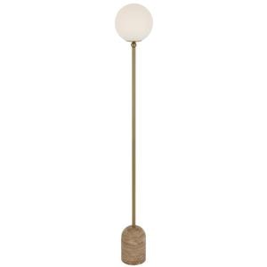 Telbix Gina Modern Standing Floor Lamp Light Travertine Glass Metal Beige Opal Matt Gloss